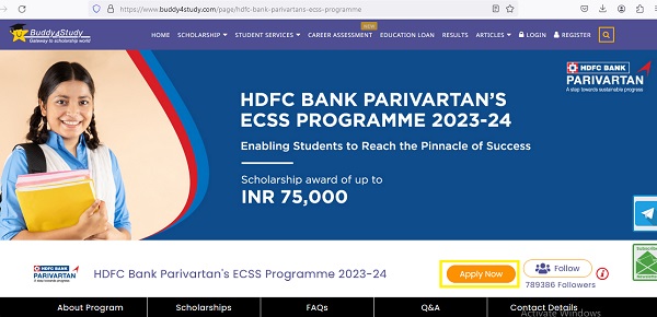 HDFC Bank Parivartan's Educational Crisis Scholarship Support (ECSS) 